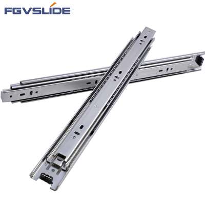 45mm Full extension 3 fold furniture hardware ball bearing telescopic channel drawer slides for kitchen cabinet